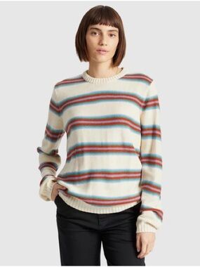 Brixton Cream Crewneck Sweater with Multicolor Stripes